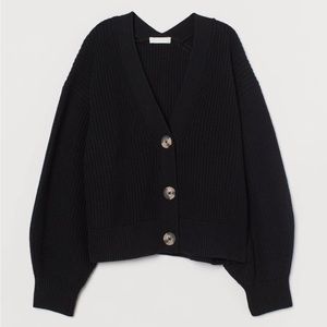 H&M Black Rib-knit Cardigan